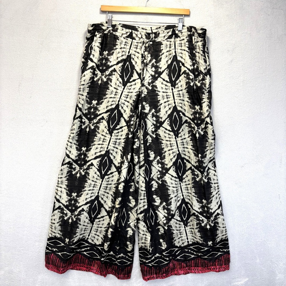Da-Nang Boheme 100% Silk Wide Leg Pants Womens Large Boho Lightweight Breathable